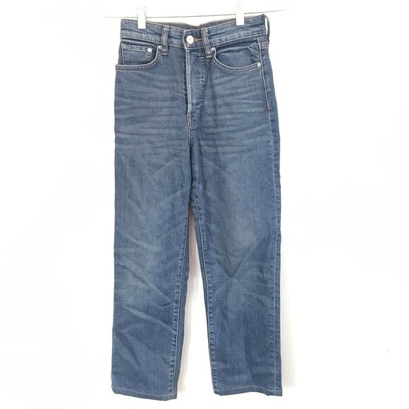 & DENIM Vintage Fit High Waist Straight Button-Fly Jeans Size 27 Medium Wash Den - Picture 1 of 10